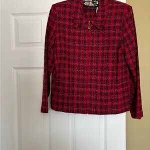 Ladies Red and Black Plaid Blazer